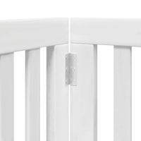 Cancello di Sicurezza per Cani Animali Domestici Porta Pieghevole 12 Pannelli in Legno di Pioppo Bianco 02_0023164