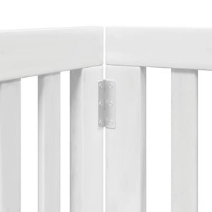 Cancello di Sicurezza per Cani Animali Domestici Porta Pieghevole 12 Pannelli in Legno di Pioppo Bianco 02_0023164