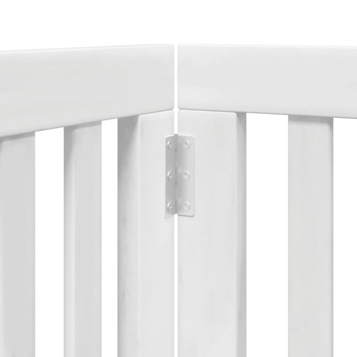 Cancello di Sicurezza per Cani Animali Domestici Porta Pieghevole 12 Pannelli in Legno di Pioppo Bianco 02_0023164