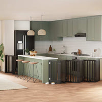 Cancello Cani Porta Pieghevole Nero 12 Pannelli 600cm Pioppo 3155657