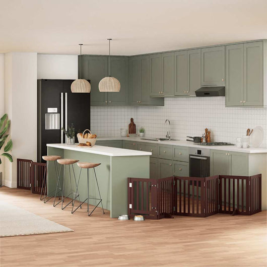 Cancello Cani Porta Pieghevole Marrone 9 Pannelli 450cm Pioppo 3155659