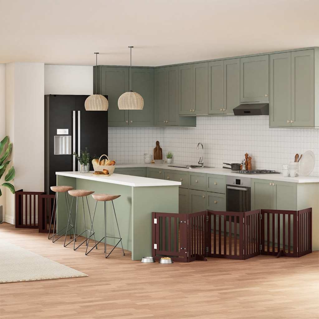 vidaXL Cancello Cani Porta Pieghevole Marrone 12 Pannelli 600cm Pioppo