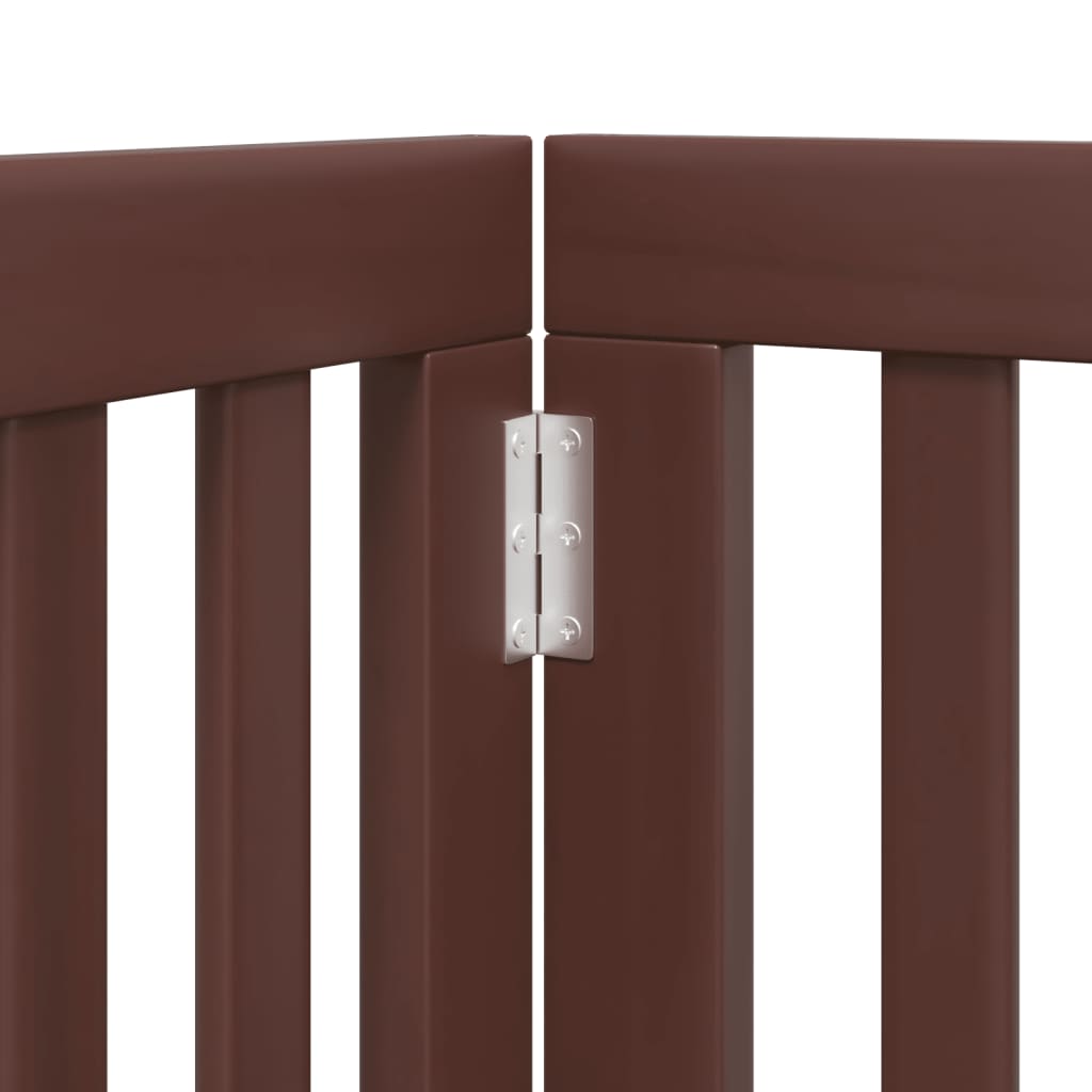 Cancello di sicurezza per cani animali domestici porta pieghevole 9 pannelli in legno di pioppo marrone 02_0023272