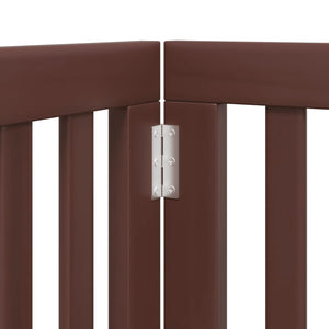 Cancello di sicurezza per cani animali domestici porta pieghevole 9 pannelli in legno di pioppo marrone 02_0023272