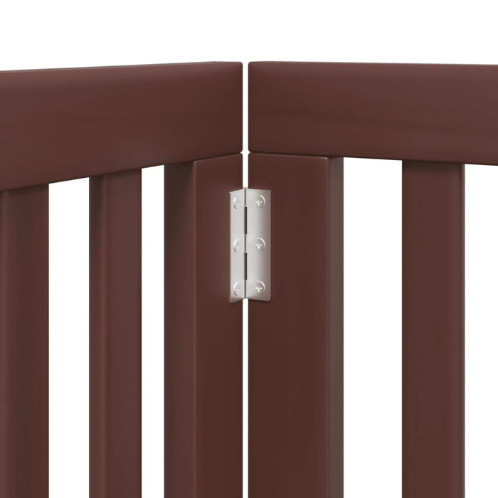 Cancello di sicurezza per cani animali domestici porta pieghevole 9 pannelli in legno di pioppo marrone 02_0023272