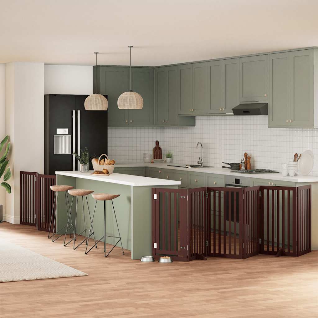 vidaXL Cancello Cani Porta Pieghevole Marrone 9 Pannelli 450cm Pioppo