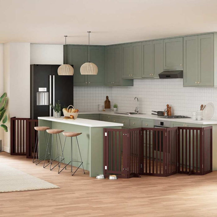 Cancello Cani Porta Pieghevole Marrone 12 Pannelli 600cm Pioppo 3155663