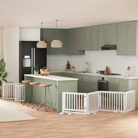 vidaXL Cancello Cani Porta Pieghevole Bianco 12 Pannelli 960 cm Pioppo