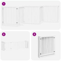 Cancello di sicurezza per cani animali domestici porta pieghevole 6 pannelli in legno di pioppo bianco 02_0023230