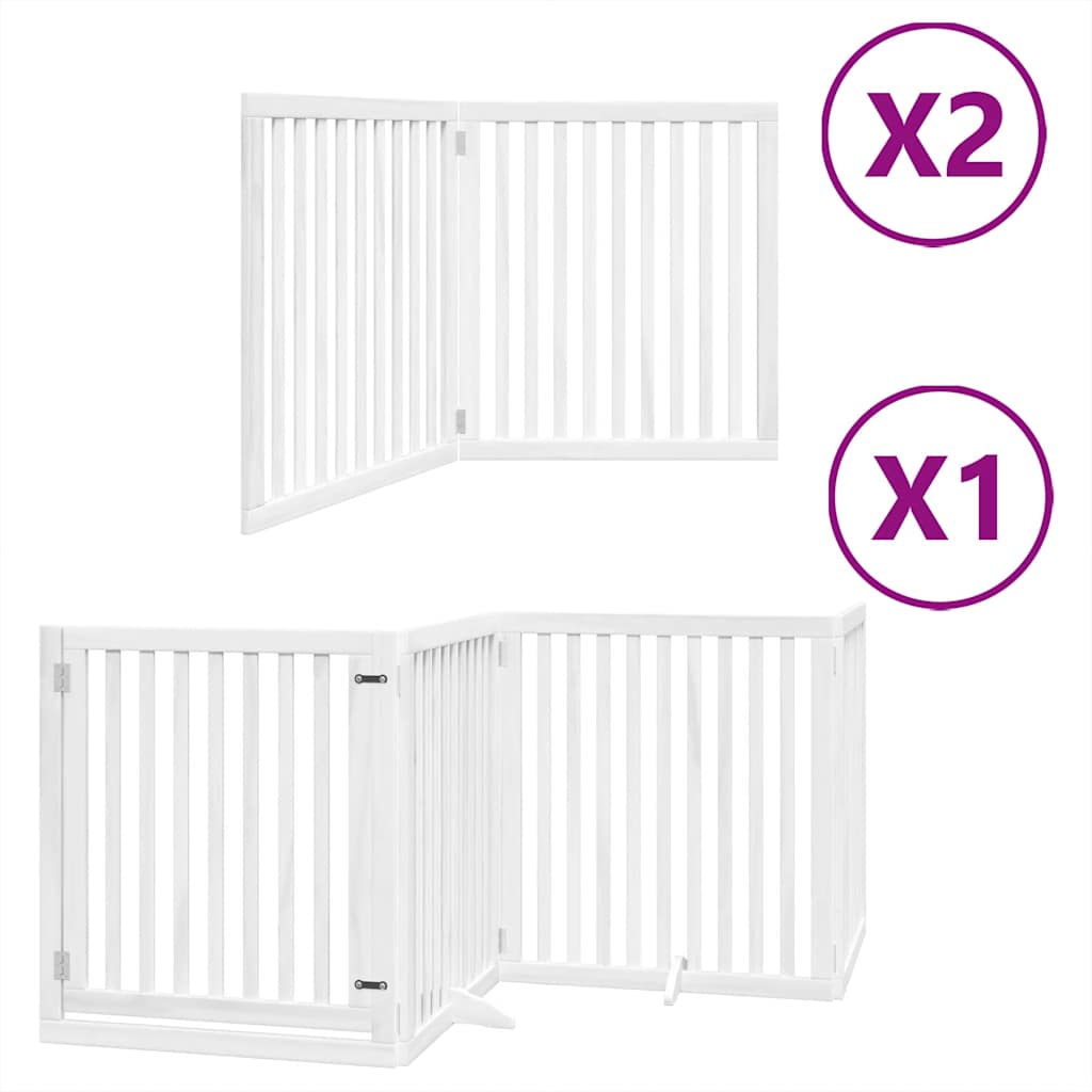 vidaXL Cancello Cani Porta Pieghevole Bianco 12 Pannelli 640 cm Pioppo
