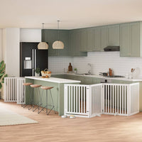 vidaXL Cancello Cani Porta Pieghevole Bianco 10 Pannelli 800 cm Pioppo