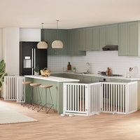 vidaXL Cancello Cani Porta Pieghevole Bianco 12 Pannelli 960 cm Pioppo