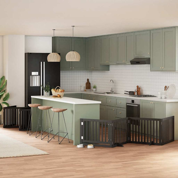 vidaXL Cancello Cani Porta Pieghevole Nero 12 Pannelli 960 cm Pioppo