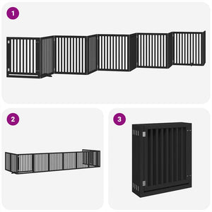 vidaXL Cancello Cani Porta Pieghevole Nero 10 Pannelli 800 cm Pioppo