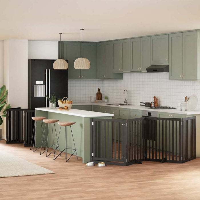 vidaXL Cancello Cani Porta Pieghevole Nero 10 Pannelli 800 cm Pioppo