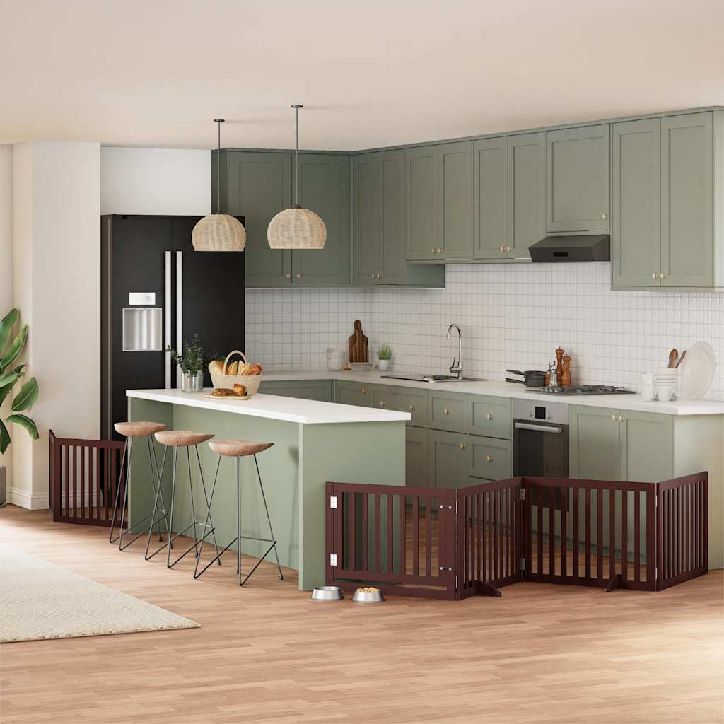 vidaXL Cancello Cani Porta Pieghevole Marrone 6 Pannelli 480cm Pioppo