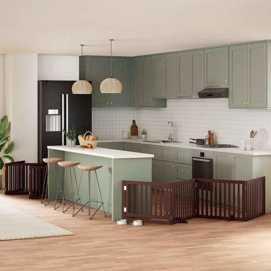 vidaXL Cancello Cani Porta Pieghevole Marrone 10 Pannelli 800cm Pioppo