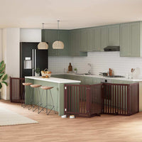 Cancello Cani Porta Pieghevole Marrone 6 Pannelli 480cm Pioppo