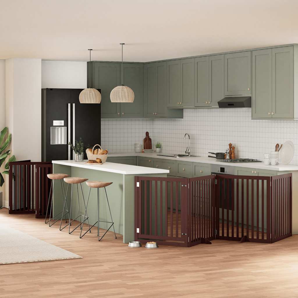 vidaXL Cancello Cani Porta Pieghevole Marrone 12 Pannelli 960cm Pioppo