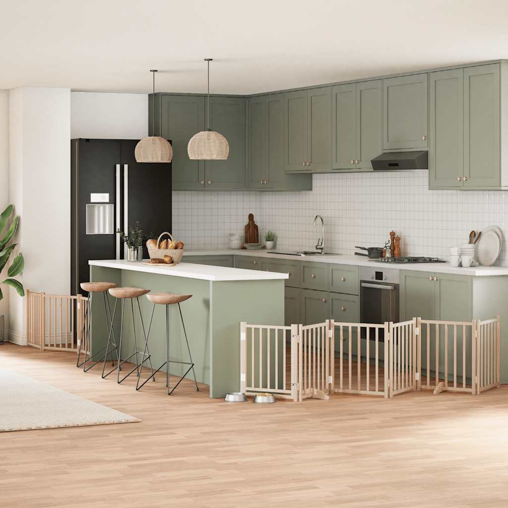 vidaXL Cancello per Cani con Porta Pieghevole 9 Pannelli 450 cm Pioppo