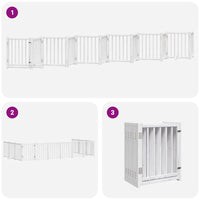 Cancello Cani Porta Pieghevole Bianco 12 Pannelli 600 cm Pioppo 3155704