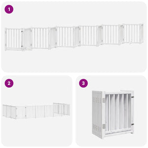 vidaXL Cancello Cani Porta Pieghevole Bianco 12 Pannelli 600 cm Pioppo