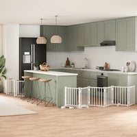 vidaXL Cancello Cani Porta Pieghevole Bianco 12 Pannelli 600 cm Pioppo