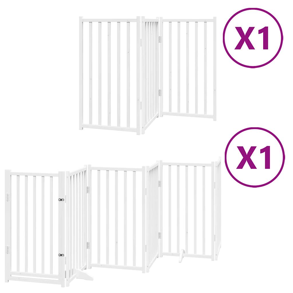 Cancelletto di sicurezza per cani porta pieghevole 9 pannelli legno di pioppo bianco 02_0023288