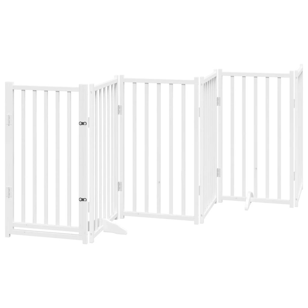 Cancelletto di sicurezza per cani porta pieghevole 9 pannelli legno di pioppo bianco 02_0023288