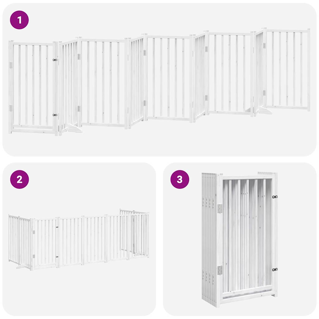 Cancelletto di sicurezza per cani porta pieghevole 9 pannelli legno di pioppo bianco 02_0023288
