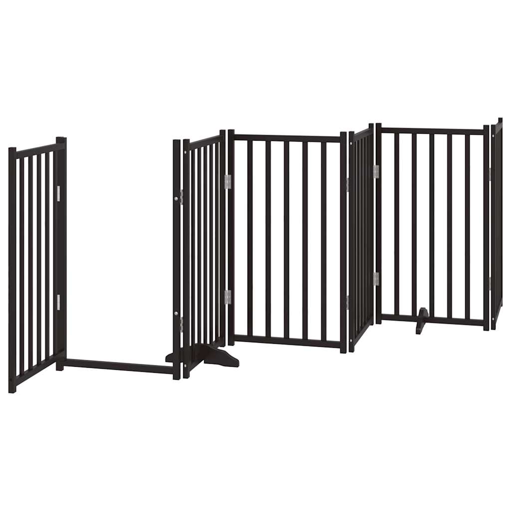 Cancelletto di sicurezza per animali domestici porta pieghevole 9 pannelli legno di pioppo nero 02_0023281