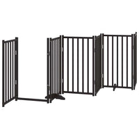 Cancelletto di sicurezza per animali domestici porta pieghevole 9 pannelli legno di pioppo nero 02_0023281