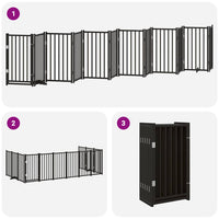 vidaXL Cancello Cani Porta Pieghevole Nero 12 Pannelli 600 cm Pioppo
