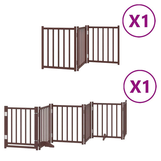 Cancello Cani Porta Pieghevole Marrone 9 Pannelli 450cm Pioppo
