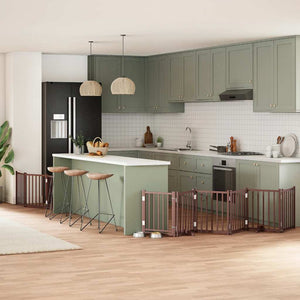 Cancello Cani Porta Pieghevole Marrone 9 Pannelli 450cm Pioppo 3155715