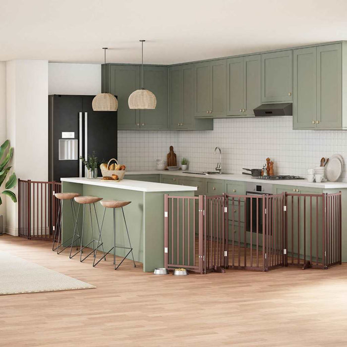 vidaXL Cancello Cani Porta Pieghevole Marrone 9 Pannelli 450cm Pioppo