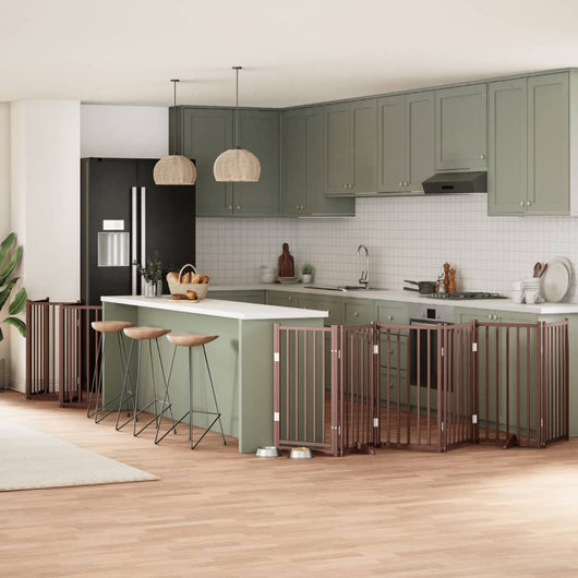 Cancello Cani Porta Pieghevole Marrone 15 Pannelli 750cm Pioppo 3155720