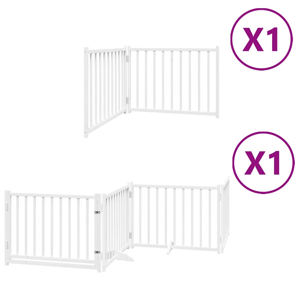 vidaXL Cancello Cani Porta Pieghevole Bianco 6 Pannelli 480 cm Pioppo