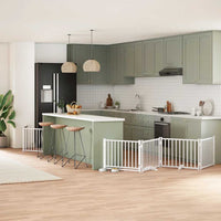 Cancello Cani Porta Pieghevole Bianco 6 Pannelli 480 cm Pioppo 3155729