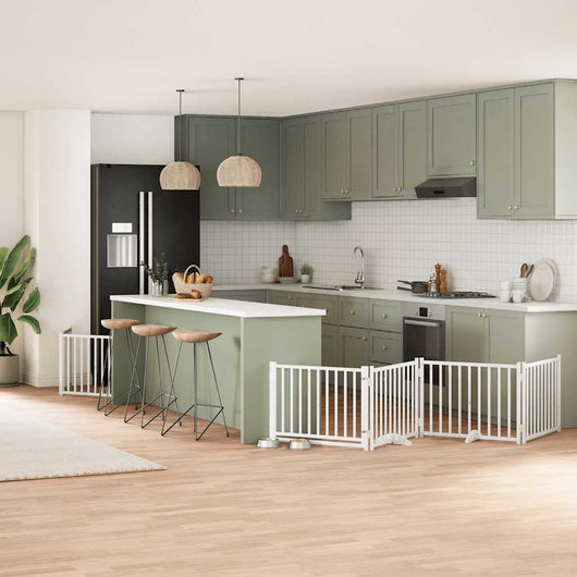 vidaXL Cancello Cani Porta Pieghevole Bianco 12 Pannelli 960 cm Pioppo