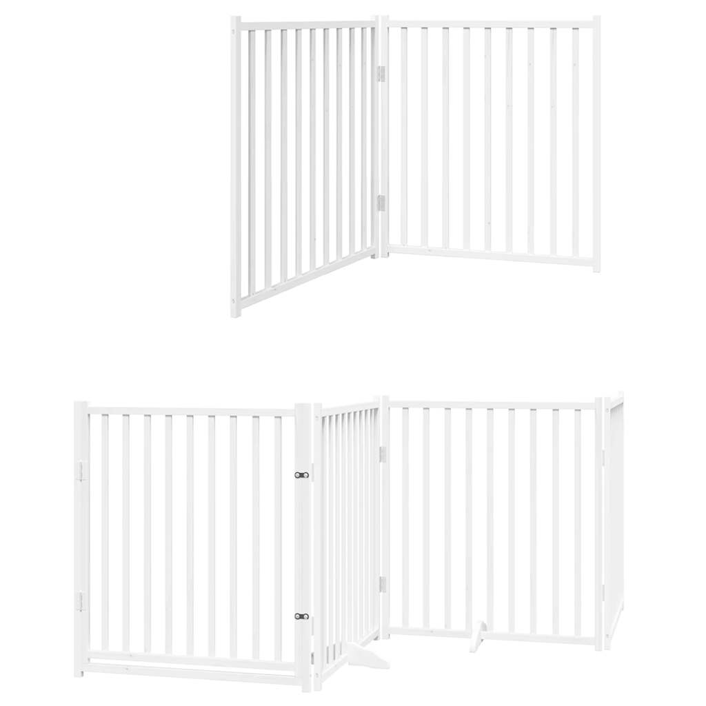 vidaXL Cancello Cani Porta Pieghevole Bianco 10 Pannelli 800 cm Pioppo