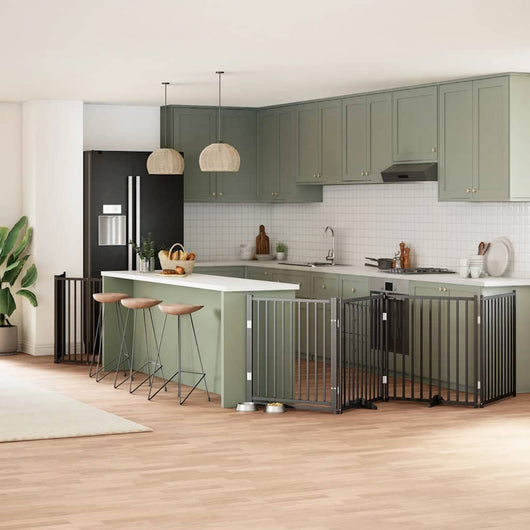 vidaXL Cancello per Cani Porta Pieghevole Nero 6 Pannelli 480cm Pioppo