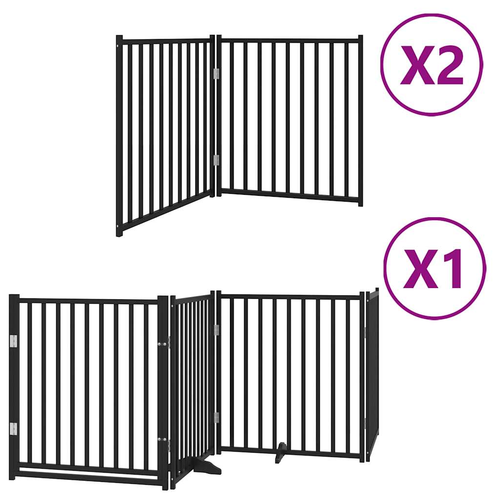 Cancelletto di sicurezza per animali domestici porta pieghevole 8 pannelli legno di pioppo nero 02_0023261