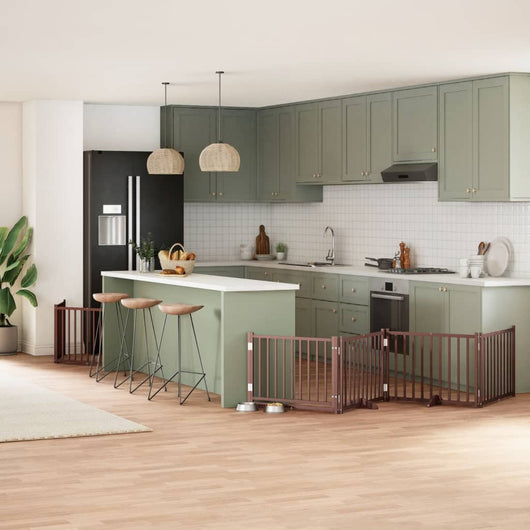 vidaXL Cancello Cani Porta Pieghevole Marrone 12 Pannelli 960cm Pioppo