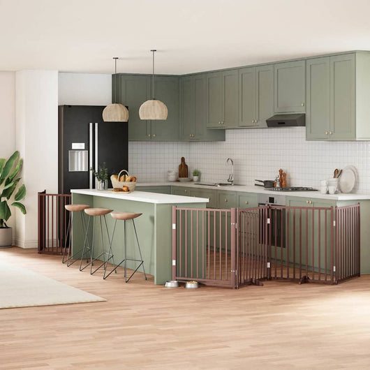 vidaXL Cancello Cani Porta Pieghevole Marrone 12 Pannelli 960cm Pioppo