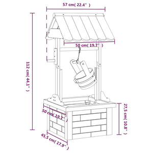 Pozzo dei Desideri con Pompa 57x50x112 cm Massello di Abete 363337