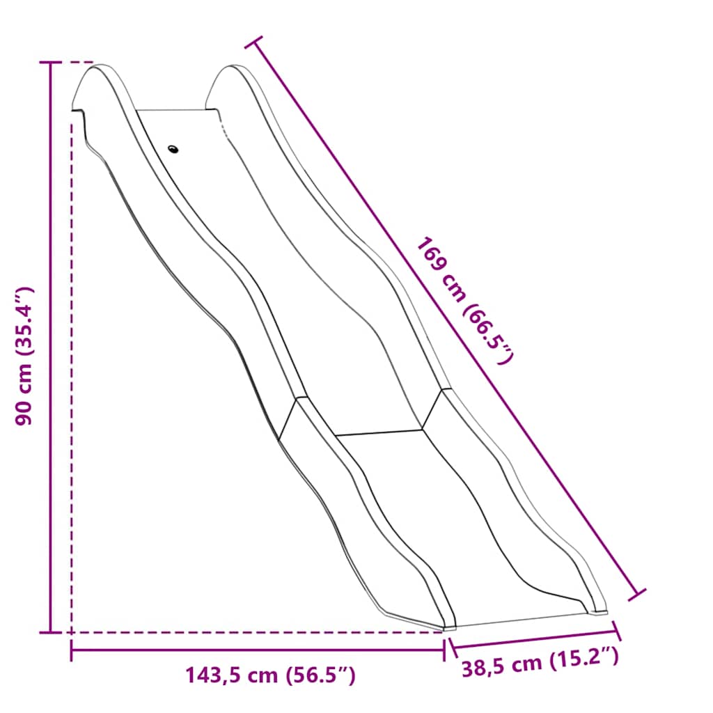Scivolo per Bambini Blu 174x38 cm in Polipropilene