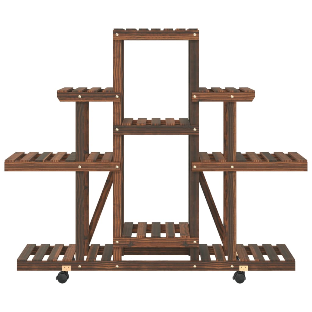 Portavaso con ruote 110 x 25 x 101 cm in legno massello di abete marrone 02_0045224