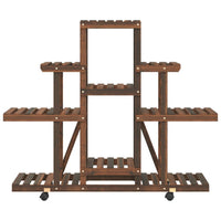 Portavaso con ruote 110 x 25 x 101 cm in legno massello di abete marrone 02_0045224