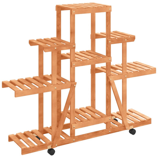 Portafiori con Ruote-Supporto per Piante Mobile-Rastrelliera per Fiori 110x25x101 cm in Legno Massello di Abete 903864